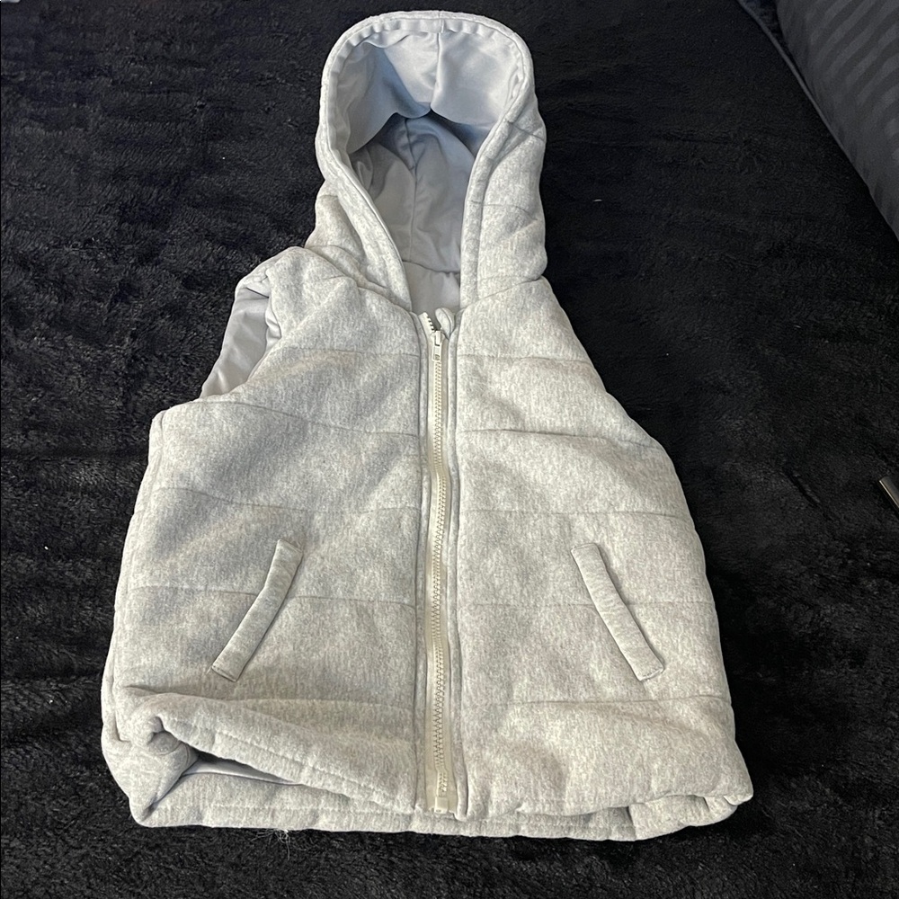Gray Hooded Puffer Vest